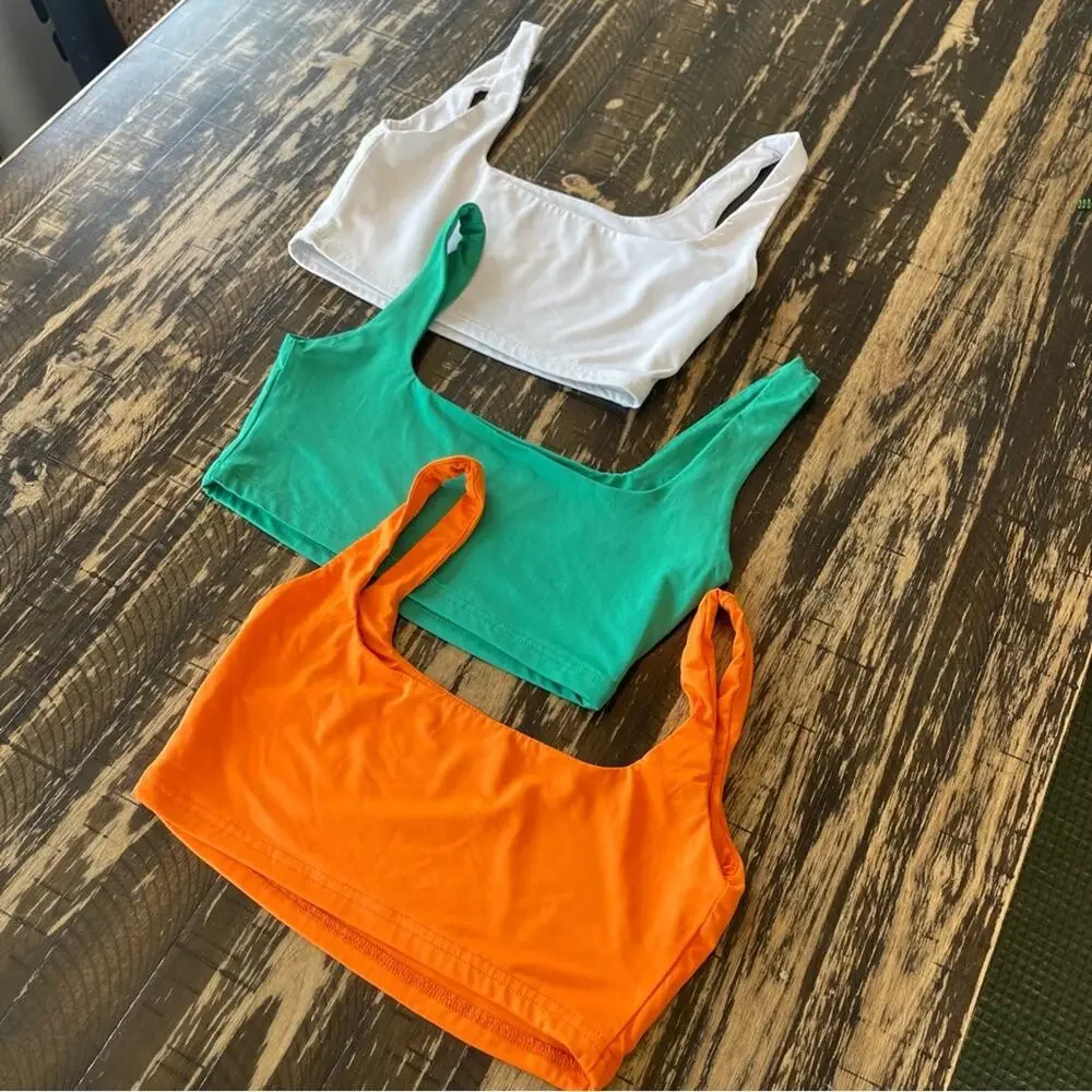 BUNDLE - 3 White Green Orange Crop Top - MEDIUM - Picture 4 of 12